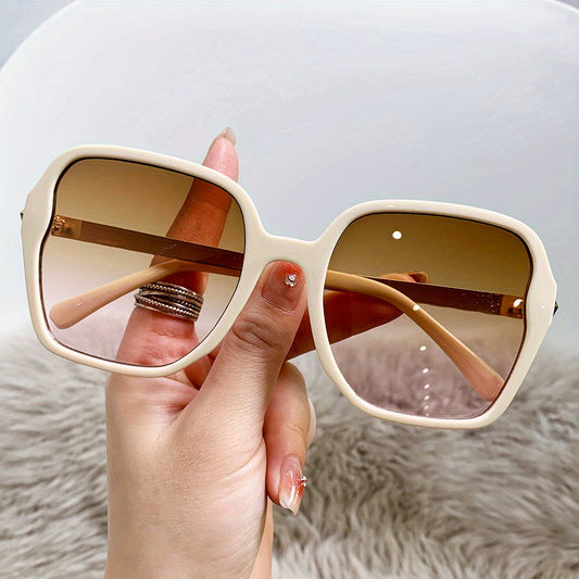 Y2K Square Frame Sunglasses Gradient Lens Chevron Temple Glasses