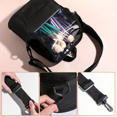 Makeup Brush Case Cosmetic Bag Organizer With Dividers and Shoulder Strap