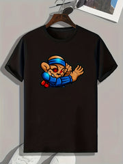Cartoon Monkey Print Men's Graphic T shirt Casual Comfy Tees For Summer