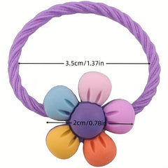 10pcs Colorful Flower Hair Ties for Girls Stretchy Ponytail Holders