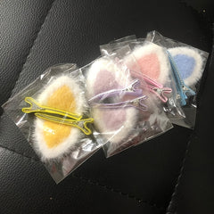 2pcs Plush Cat Ear Hair Clips Girls Sweet Hair Accessories Holiday Gift