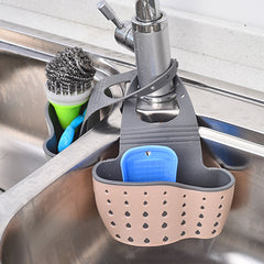 Adjustable Double Layer Sponge Holder with Drain Basket for Kitchen Sink
