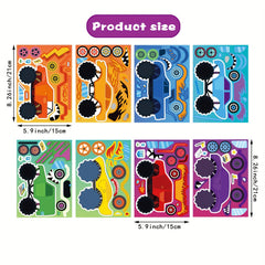 16pcs Monster Truck Stickers - 8 Designs Truck Party Favors for Birthday Party