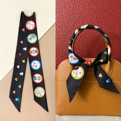 Printed Silk Skinny Scarf Casual Decorative Hair Ribbon