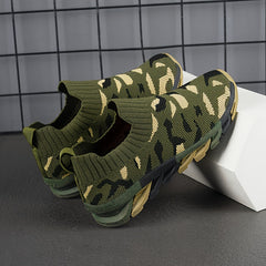 Boy's Camo Slip On Sock Shoes Breathable Non Slip Sneakers