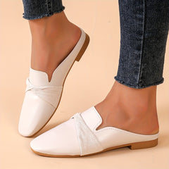 Women's Square Toe Flat Mules Slip On Loafers
