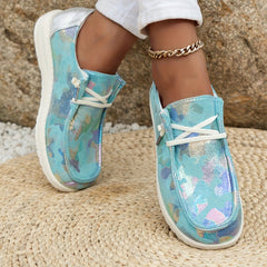 Women's Sequins Slip On Sneakers Low Round Toe Lightweight Flat Shoes