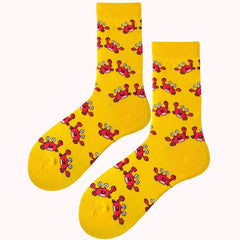 Cartoon Crab Print Socks Women's Stockings & Hosiery