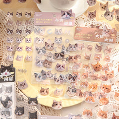3sheets Cat Cat Head Sticker PVC Resin Coated Paper Photo Album Decoration