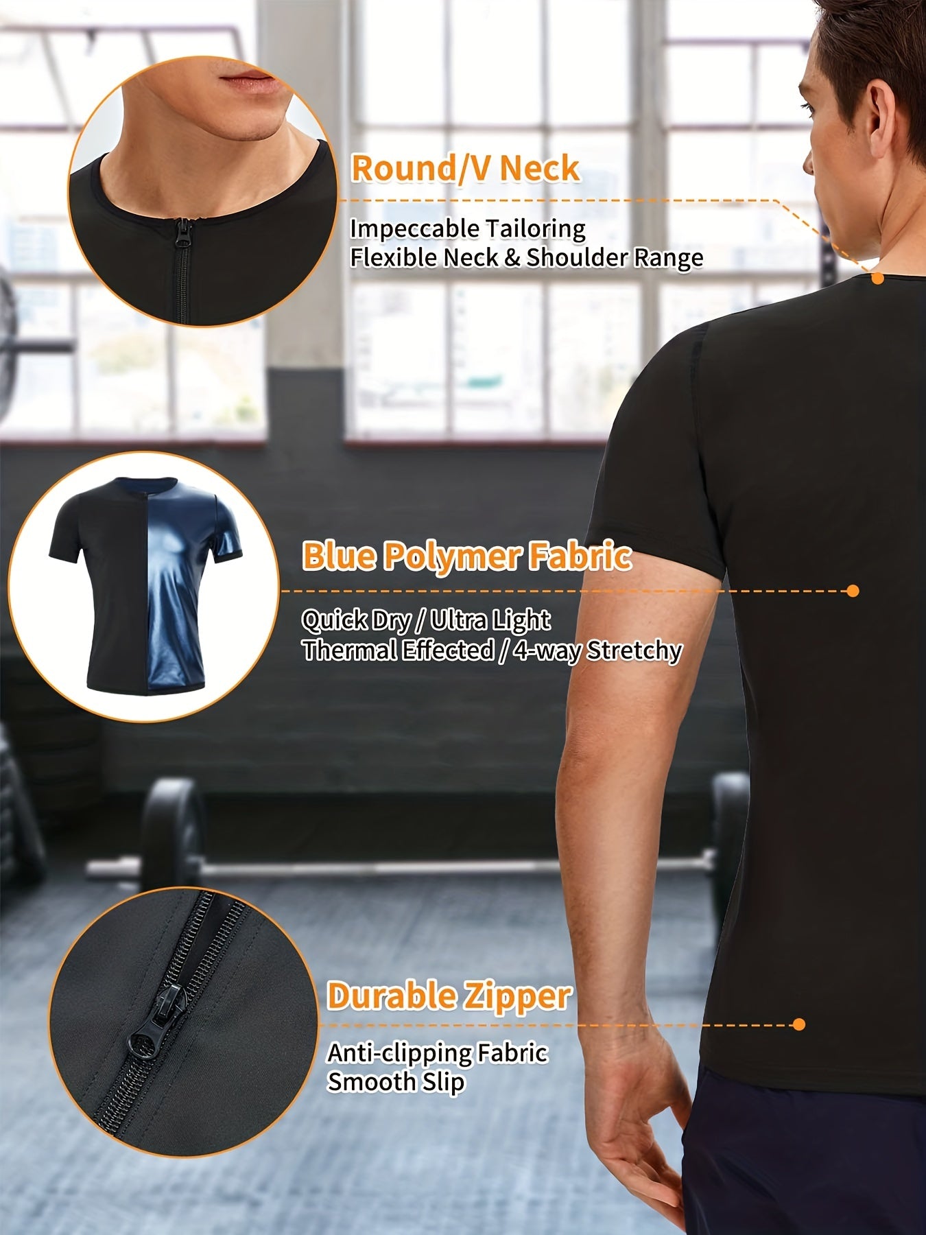 Men's Sauna Sweat Tights Short Sleeve T shirt