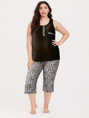 Leopard Print Pajama Set - Top & Shorts Two Piece Set