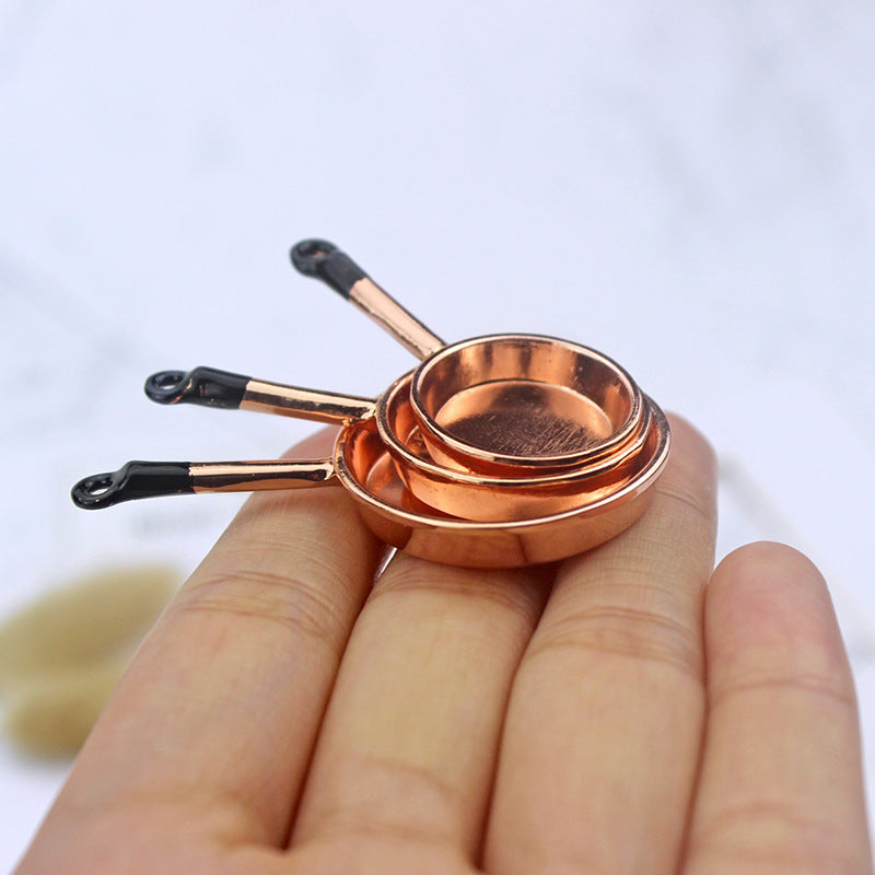 3-Piece Miniature Kitchen Pans for Dollhouse Play