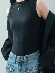 2pcs Ribbed Tank Tops Crew Neck Sleeveless Women's Lingerie