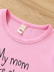 Girls 2 pc Summer Clothes Funny Letter Print Short Sleeve T Shirt Shorts Set
