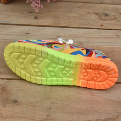Women's Abstract Canvas Lace Up Outdoor Shoes Lightweight Sneakers