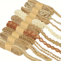9pcs Jute Ribbons Lace Craft Ribbon 18 Meters For Crafts Wraping Party Holiday