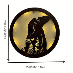 Children's Room Decoration Wall Clock LED Creative Lamp Retro Wooden Sign