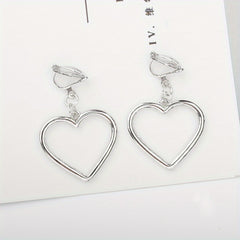 Hollow Heart Pendant Earrings & Ear Clips for Women