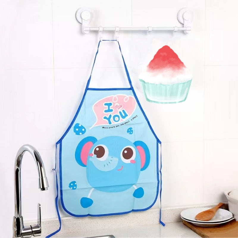 Kids Cartoon Apron Waterproof Painting Cover Up Sleeveless Bib