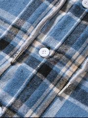 Men's Casual Hooded Shirt Spliced Pattern Buttoned Shirt With Hat