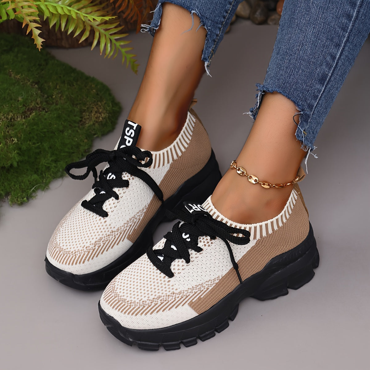Women's Thick Bottom Running Shoes Mesh Breathable Non-slip Durable Casual Shoes