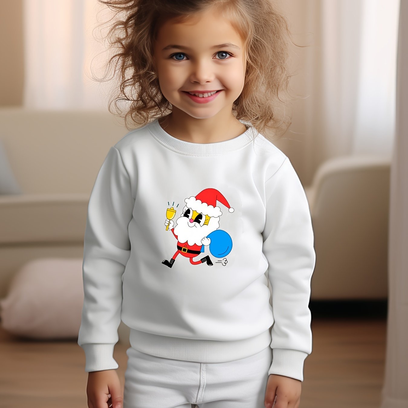 Lovely Santa Elf Graphic Crew Neck Sweatshirt