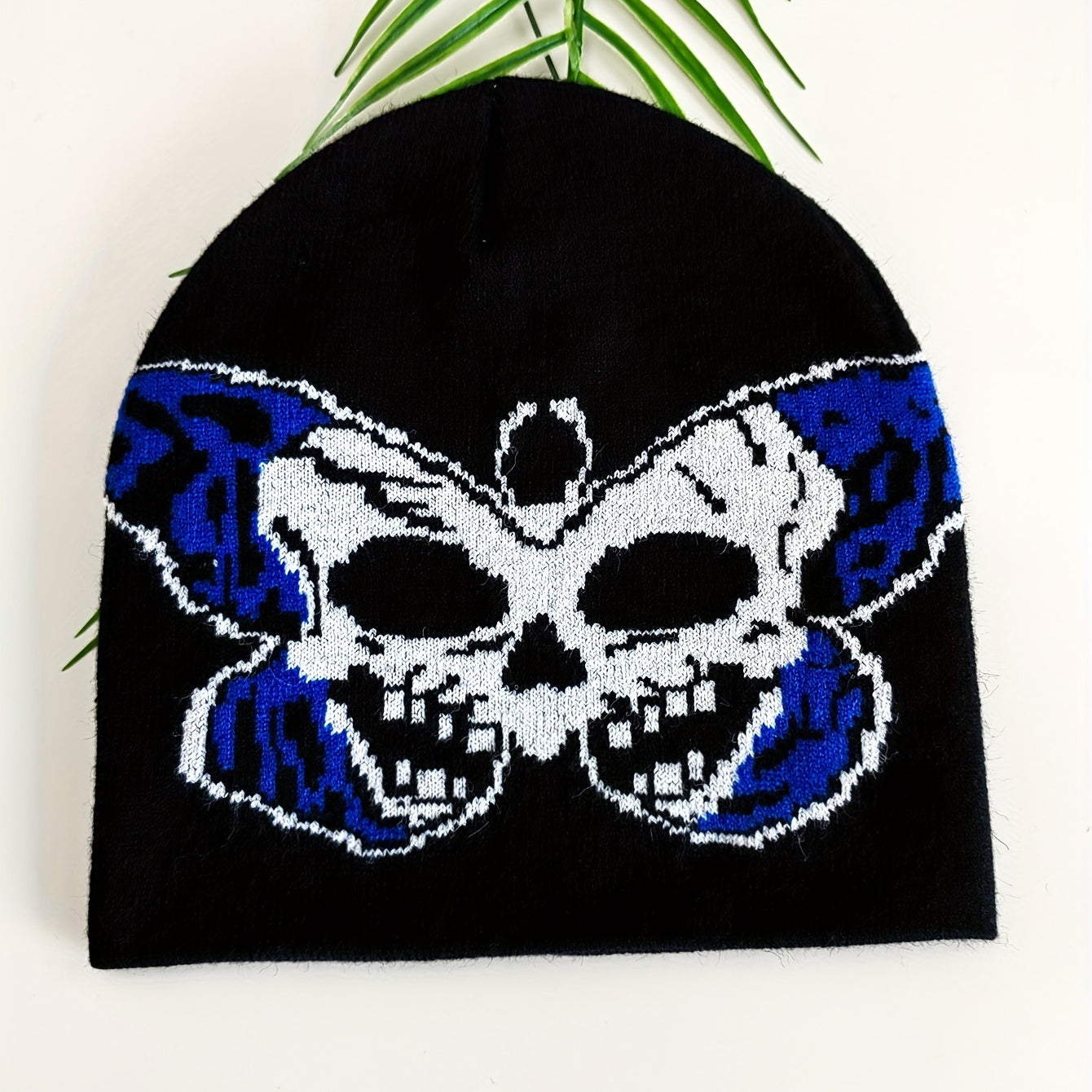 Skull Butterfly Jacquard Beanie Vintage Hip Hop Knit Hat