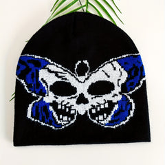 Skull Butterfly Jacquard Beanie Vintage Hip Hop Knit Hat