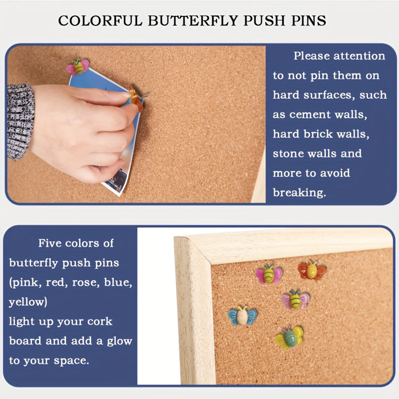 20pcs Transparent Butterfly and Bee Push Pins for School and Office Decoration