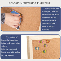20pcs Transparent Butterfly and Bee Push Pins for School and Office Decoration