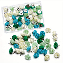 40pcs Rose Theme Push Pins Decorative Flower Cork Board Tacks