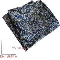 5 Assorted Mens Silk Pocket Square Handkerchiefs Set 25.4x25.4cm