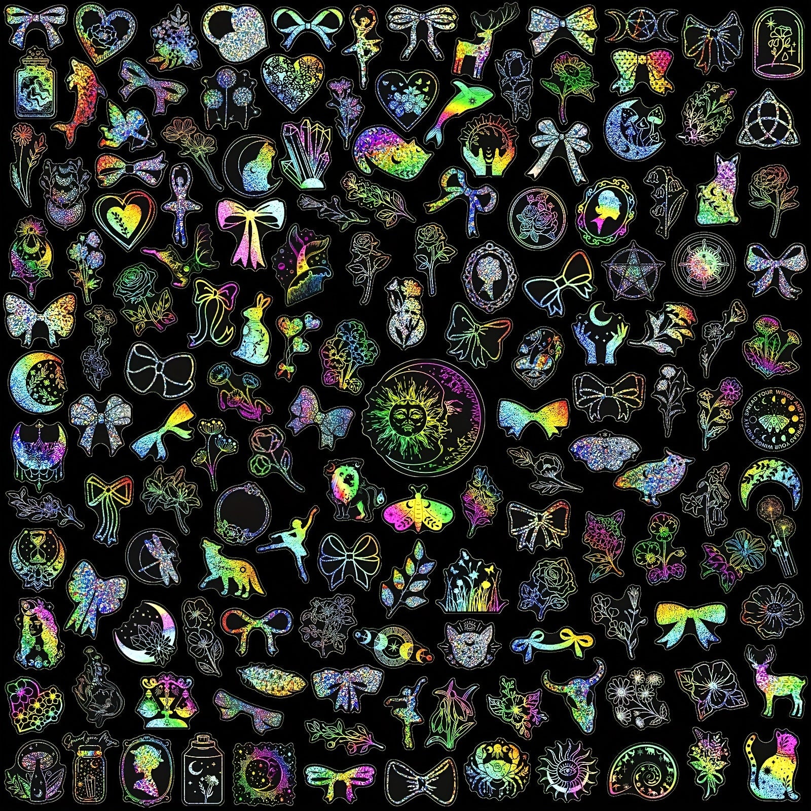 300pcs Holographic Butterfly Stickers for DIY Scrapbook Journal