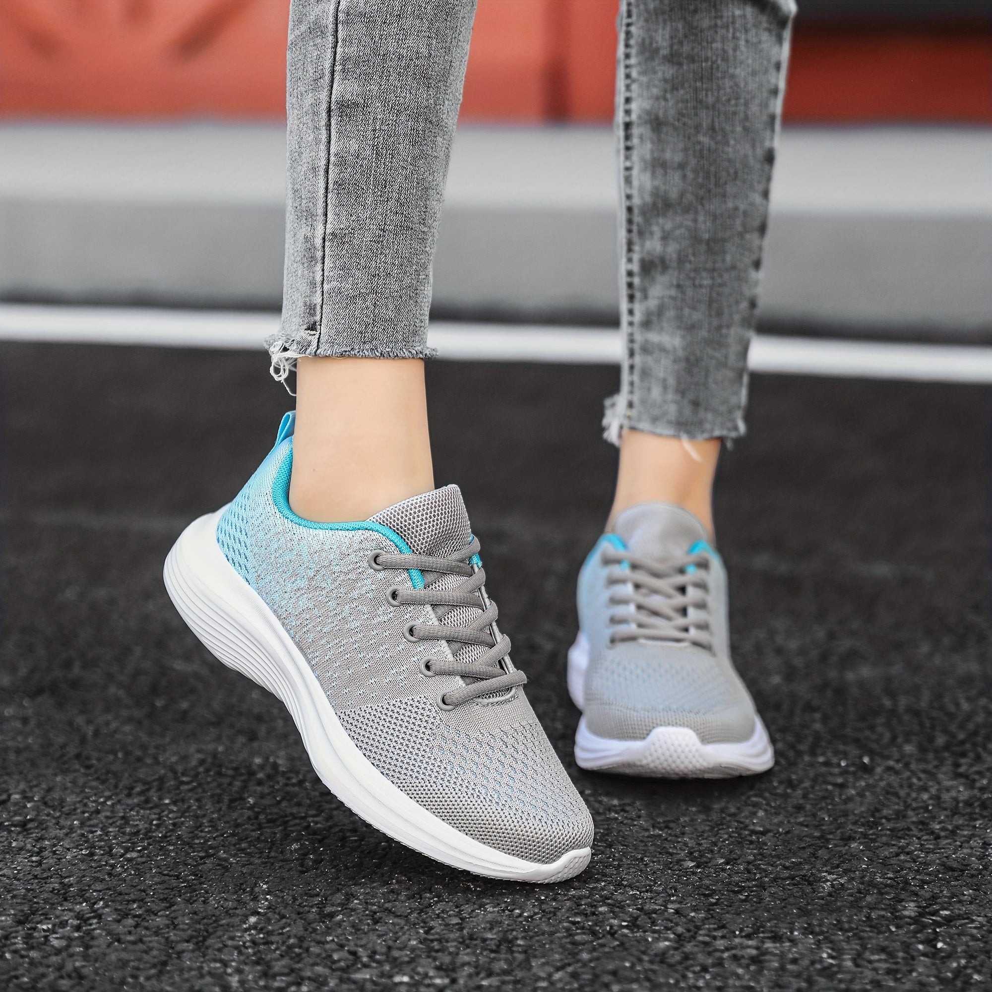 Women's Ombre Running Shoes Lace Mesh Sneakers for Outdoor