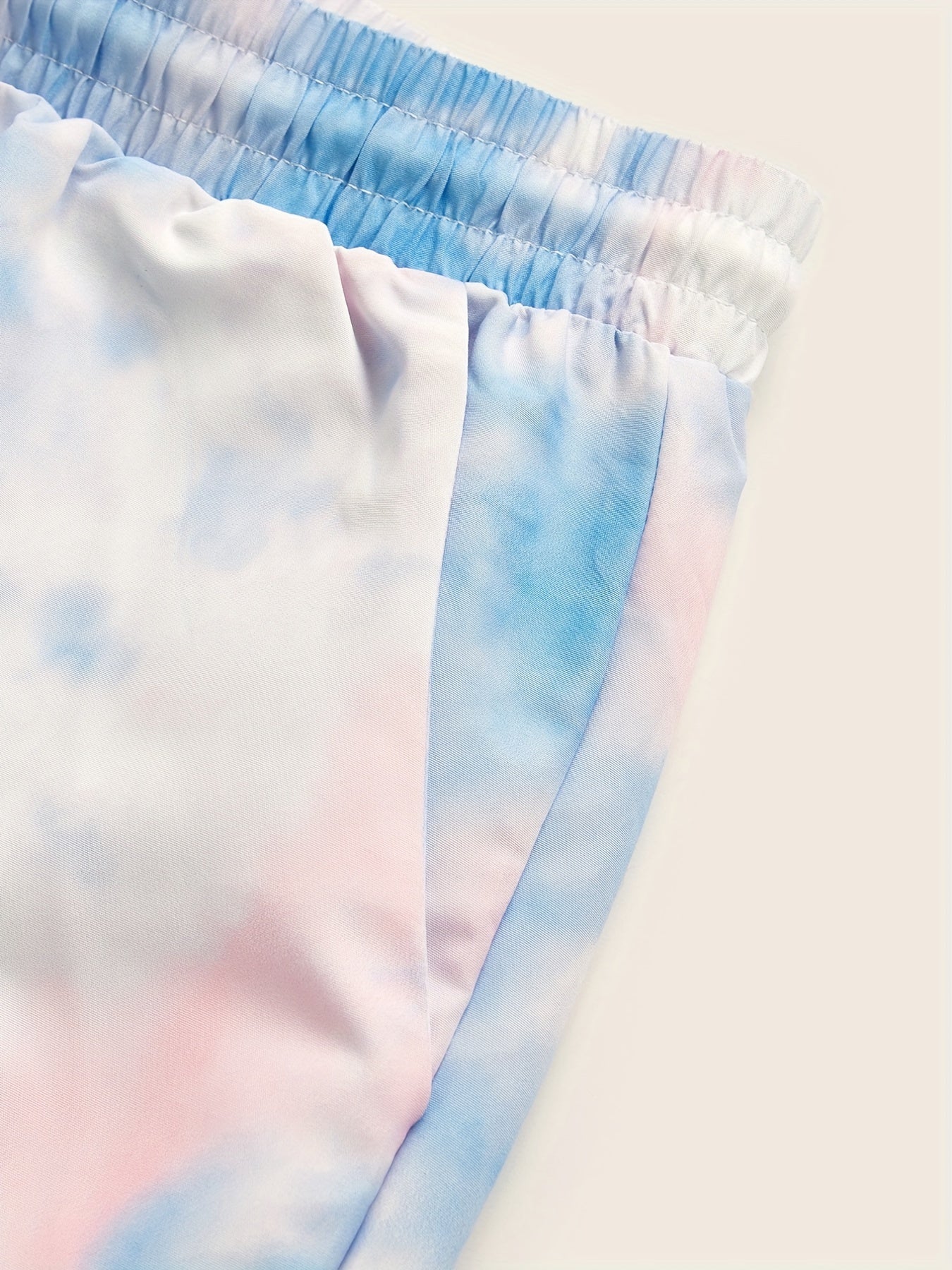 Men's Tie-Dye Beach Shorts, Drawstring Print, Size Up for Best Fit