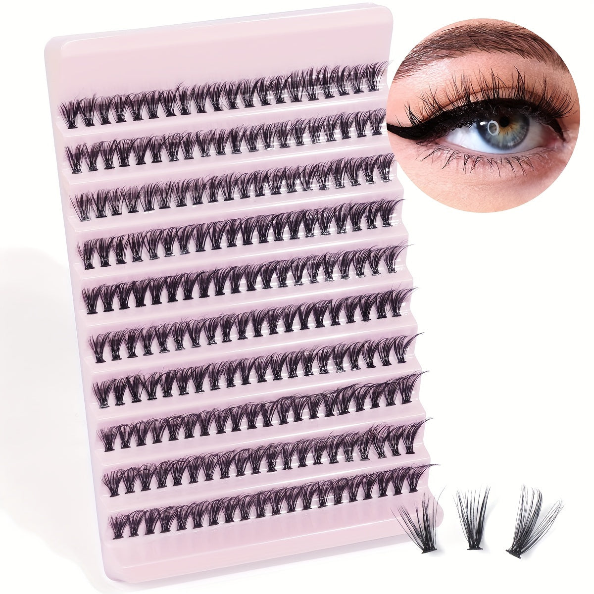 Fluffy and Natural 200 Cluster Fishtail Lashes 8-16mm Eyelashes