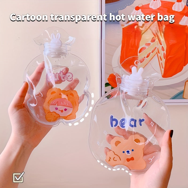Cartoon Transparent Hot Water Bag Girly Portable Water-filled Hot Water Bottle