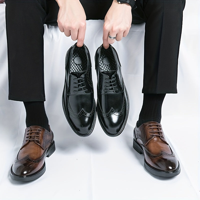 Men's Brogue Lace Up Dress Shoes Non Slip Business Wedding Formal