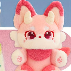 Devil Fox Plush Toy Soft Pink Stuffed Animal with Companion Bedtime & Home Decor