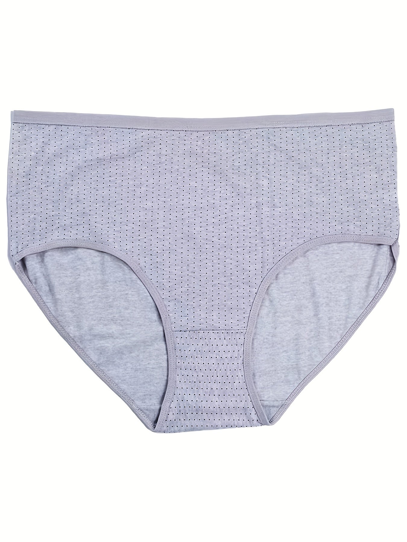 4 Pack Plus Size Panties Set Women's Plus Pin Dot Print Mid Rise Soft Briefs