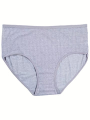 4 Pack Plus Size Panties Set Women's Plus Pin Dot Print Mid Rise Soft Briefs