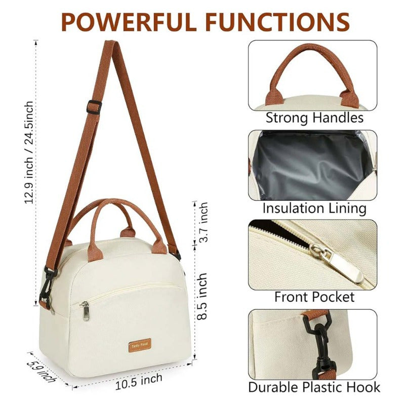 Women's Insulated Lunch Bag with Strap Waterproof Small Cooler for Work Travel