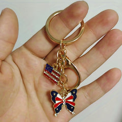 Patriotic Keychain with Diamond Decoration