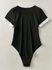 Casual Crew Neck Short Sleeve Bodysuit