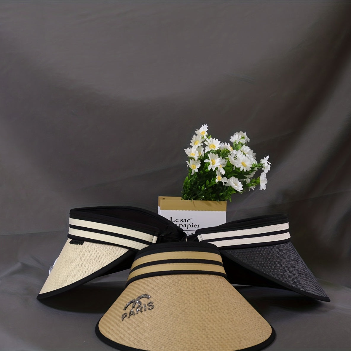 Stylish Straw Visor Hat Wide Brim UV Protection Sun Hat for Women