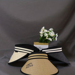 Stylish Straw Visor Hat Wide Brim UV Protection Sun Hat for Women