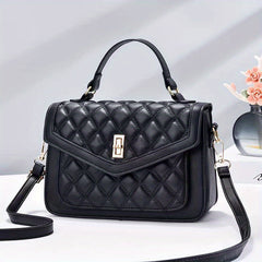 Argyle Quilted Crossbody Bag Women's Shoulder Purse With Turn Lock