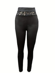 Lace Contrast Lifting Leggings Sporty Women's Clothing