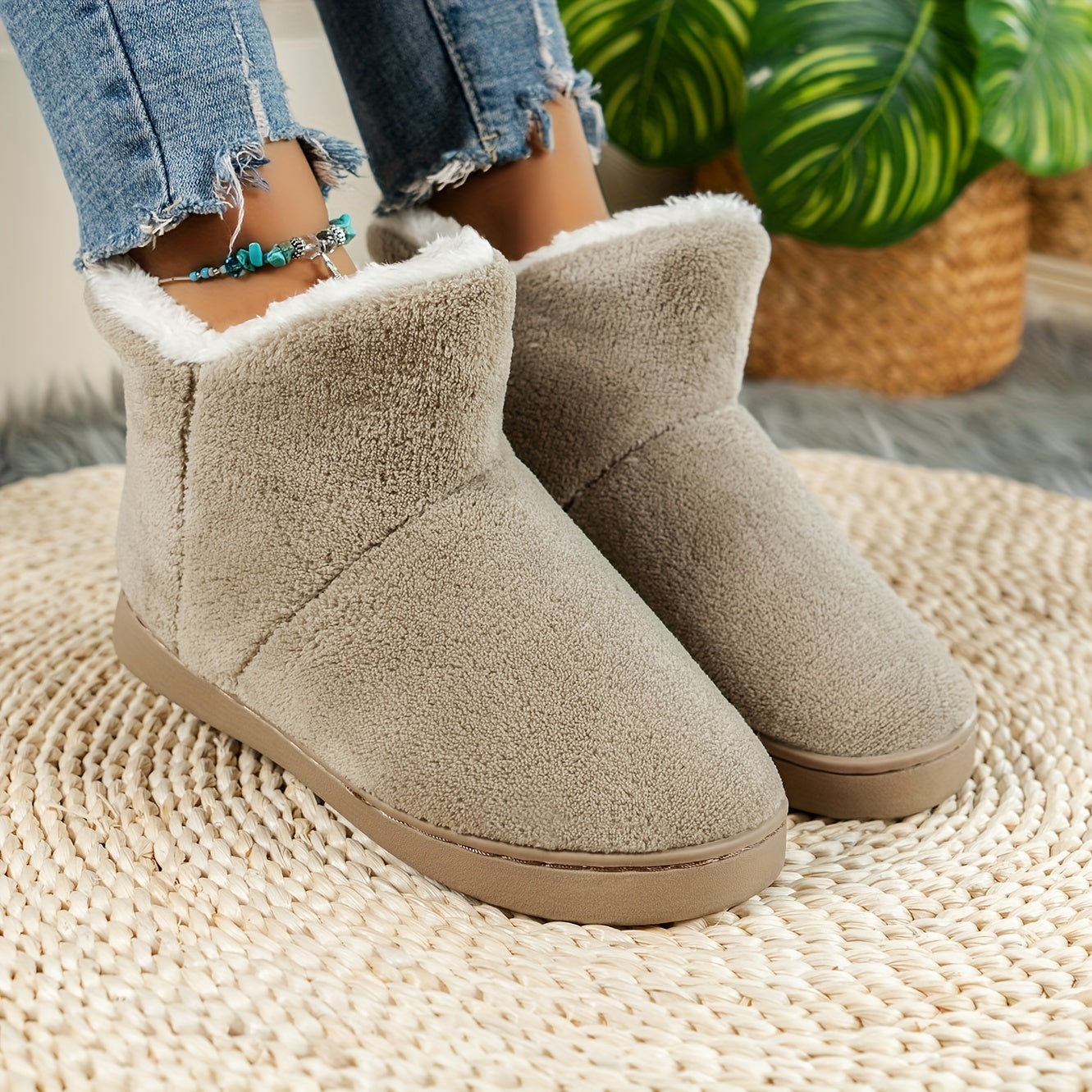 Women's Winter Plus Fleece Snow Boots Non slip Medium Tube