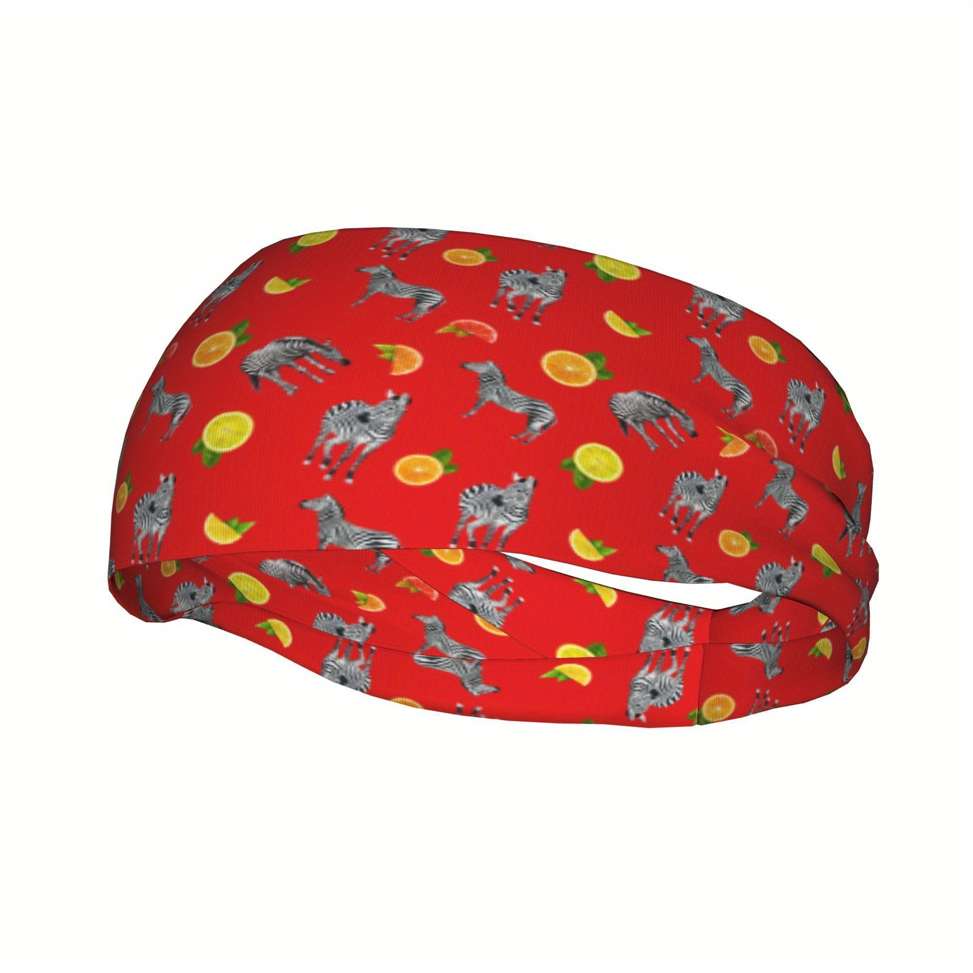 Horse Headband Non Slip Red & Grey Equestrian Pattern Running Horses Breathable